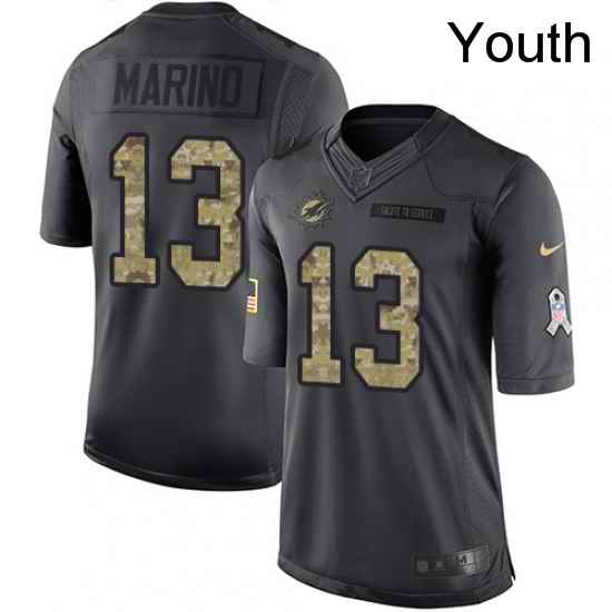 Youth Nike Miami Dolphins 13 Dan Marino Limited Black 2016 Salute to Service NFL Jersey